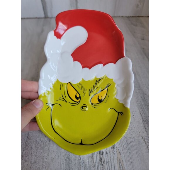 Lenox Merry Grinch Miss candy dish plate home decor Xmas Santa hat - Picture 2 of 6